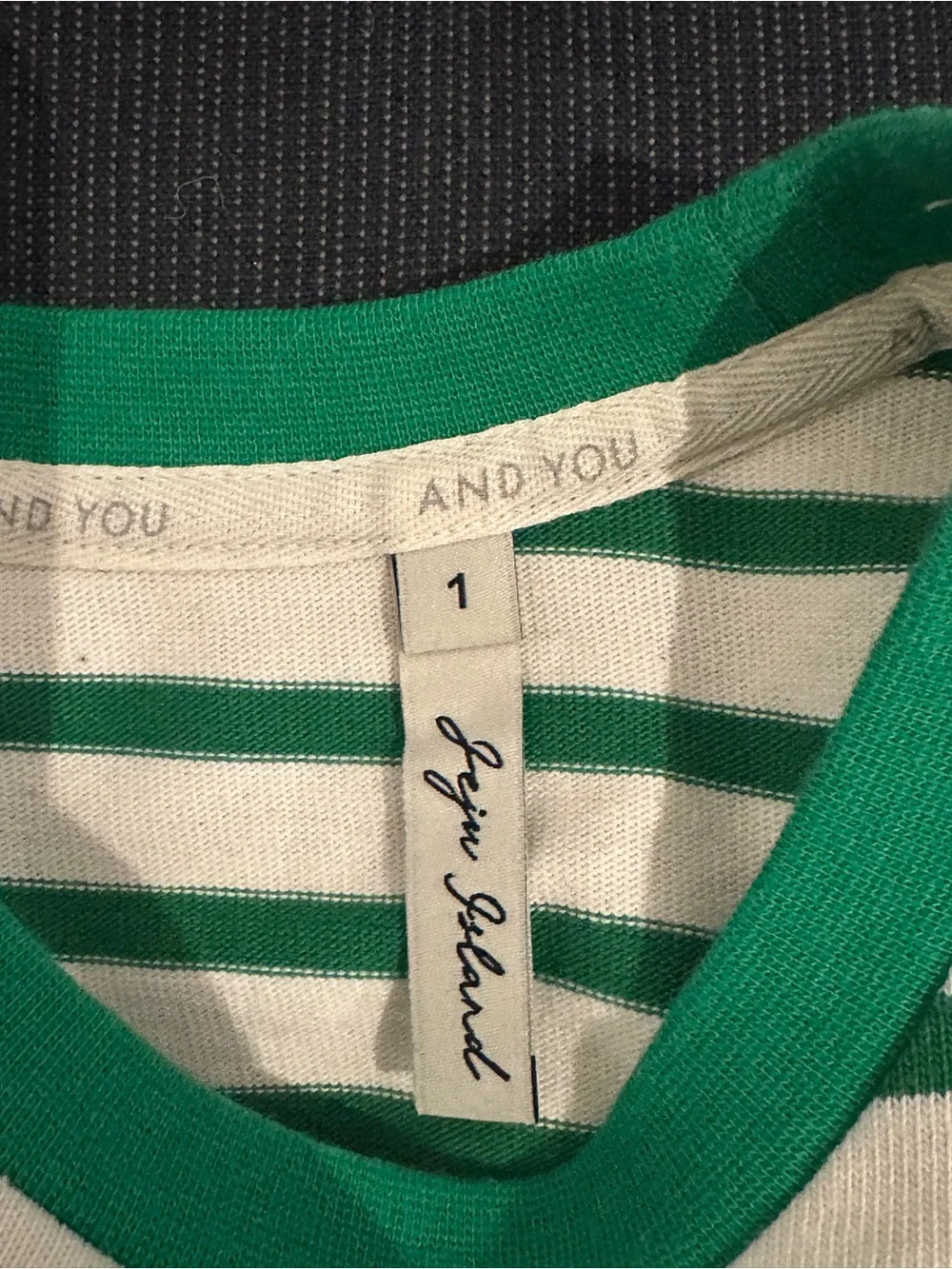 And You Green & White Striped Tee - Picture 4 of 6